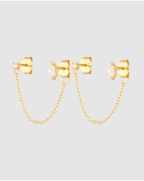 HOUSE OF SLANI - Double Dainty Zelia Chain Stud Earrings