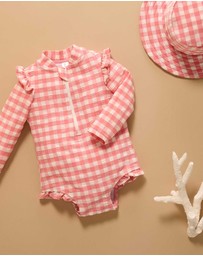 Purebaby - Printed Frilly Long Sleeve Swimsuit- Kids-Babies