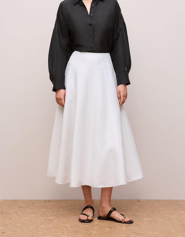 Trenery - Textured Flare Midi Skirt in White