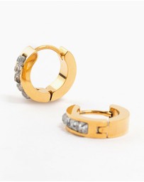 Lovisa - Waterproof Gold Plated Stainless Steel Square Cut Diamante Huggie Earrings