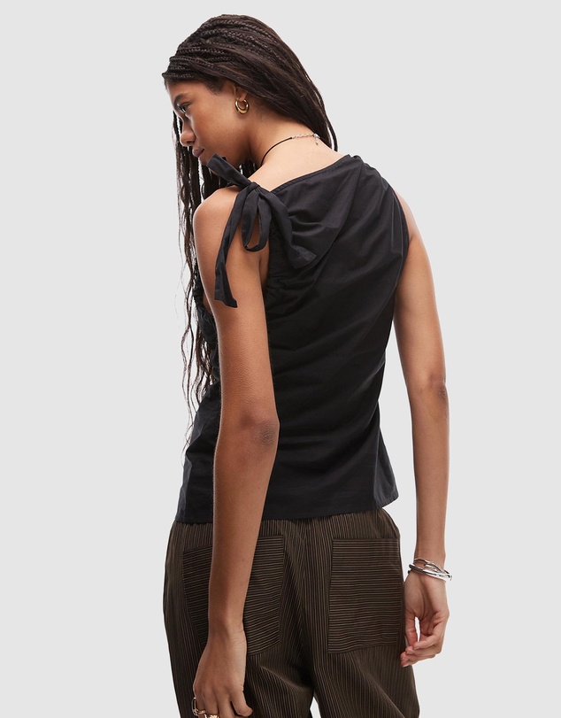 TOPSHOP - Poplin Ruched-Shoulder Sleeveless Top
