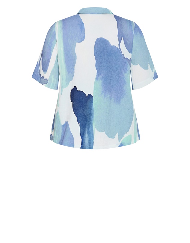 City Chic - Plus size Surface Level Print Shirt - light blue