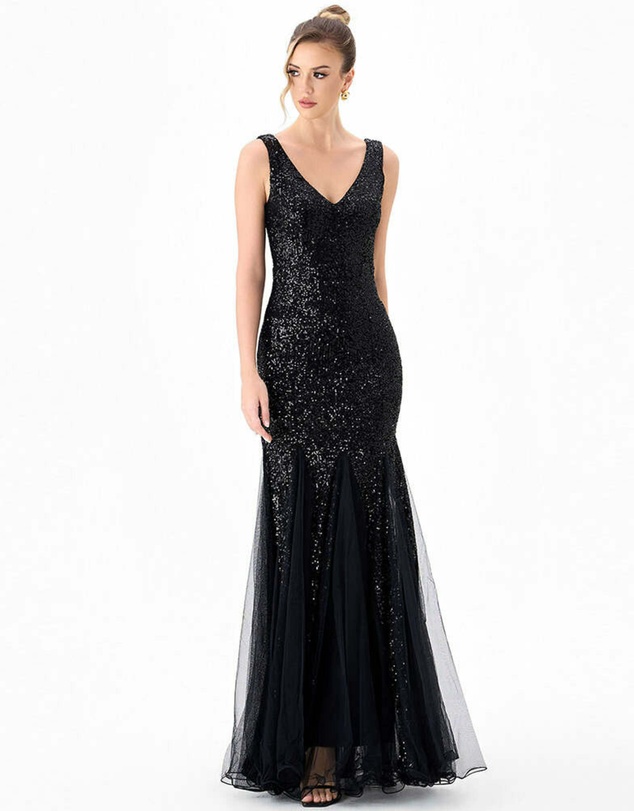 Bariano - Tisha Sequin Godet Gown