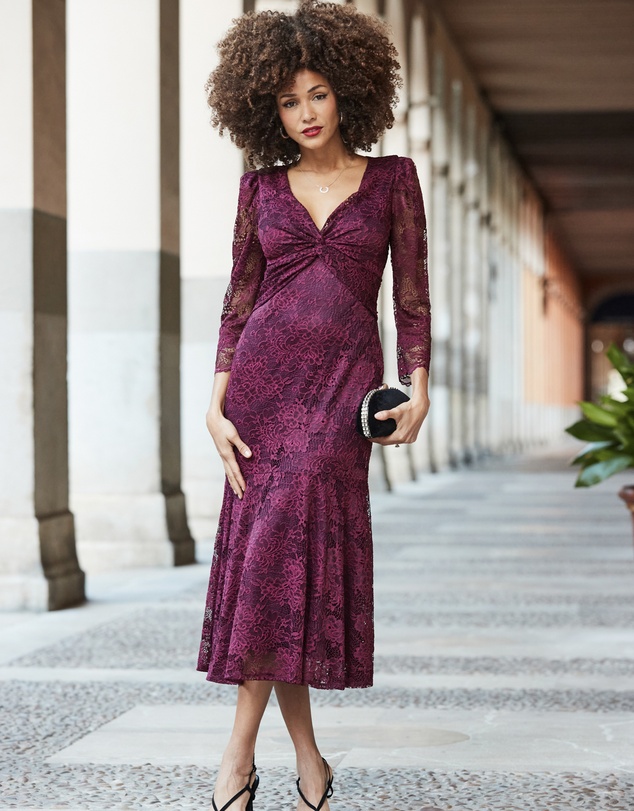 knee length dresses for ladies Addicted To You Lace Trim Midi Dress Black– Selfie Leslie Australia main image 0