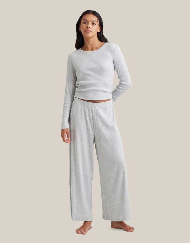 Papinelle - Soft Baby Rib Full Length Wide Leg Pant