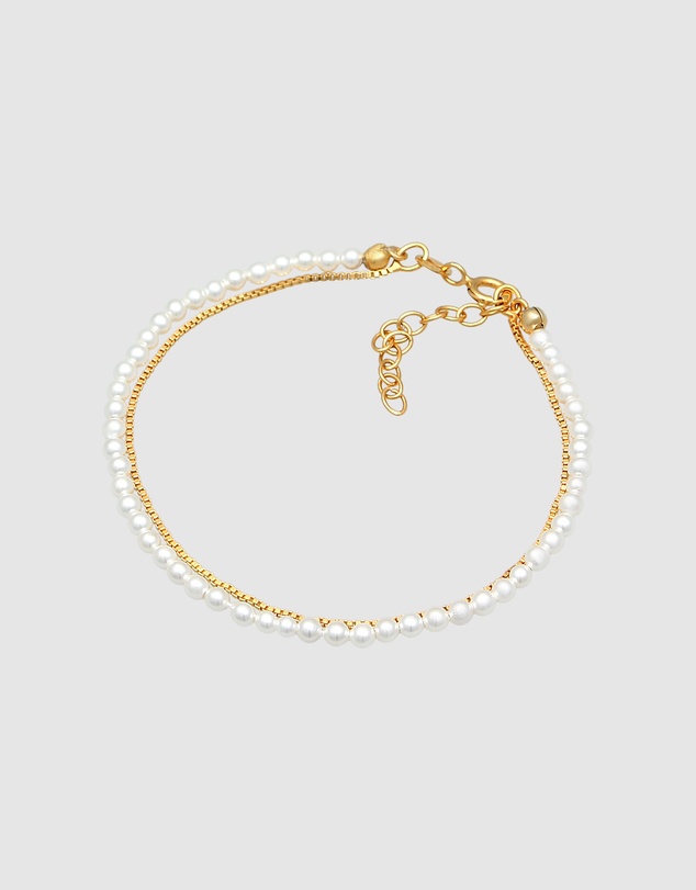Elli Jewelry - Shell Pearl Layer Bracelet in Gold-Plated 925 Silver