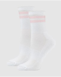 Pussyfoot - 6 Pack Unisex Striped Sport Quarter Crew Socks Bamboo Blend & Arch Support