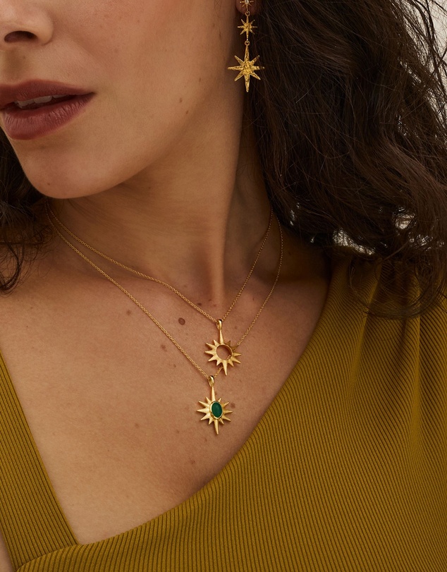 Ottoman Hands - Green Onyx Star Pendant Necklace
