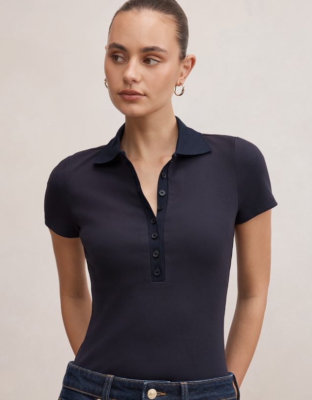 Forever New - Aaliyah Ribbed Polo Top