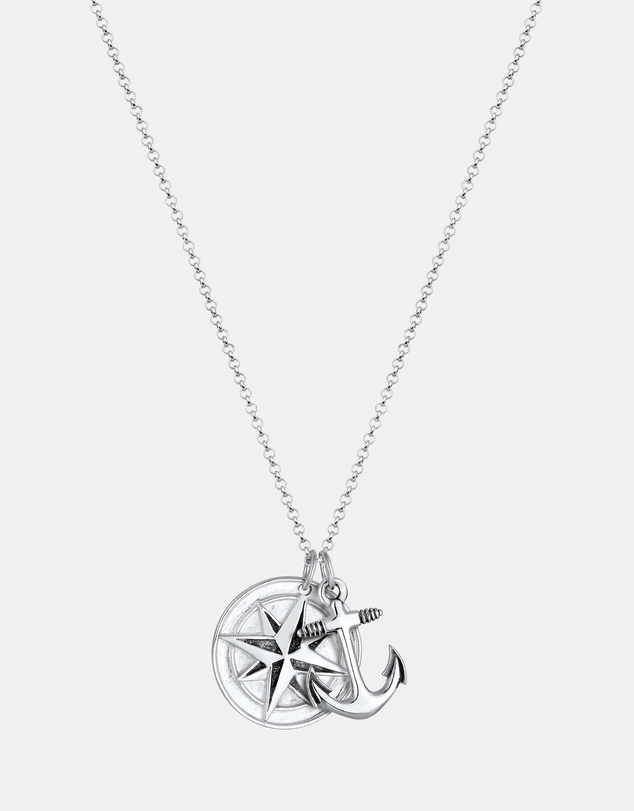 Kuzzoi - ICONIC EXCLUSIVE - Long Necklace with Anchor Pendant in Oxidised 925 Sterling Silver