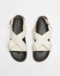 AERE - Crossover Leather Footbed Sandals