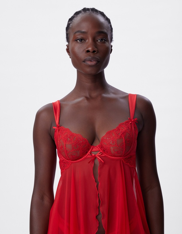Bras N Things - Enchanted Racing Hearts Babydoll Bra - Red