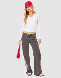 EDIKTED - Washed Low Rise Ribbon Jeans