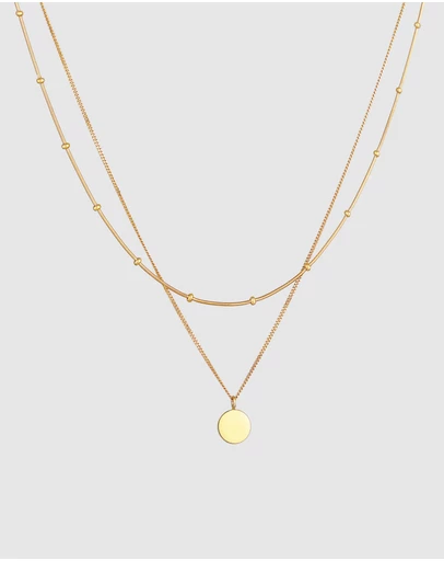 Elli Jewelry - Filigree Round Pendant Layered Necklace in Gold-Plated 925 Silver