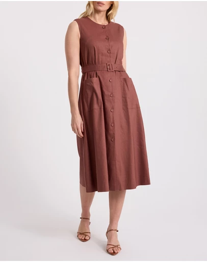 David Lawrence - Sandie Stretch Linen Dress