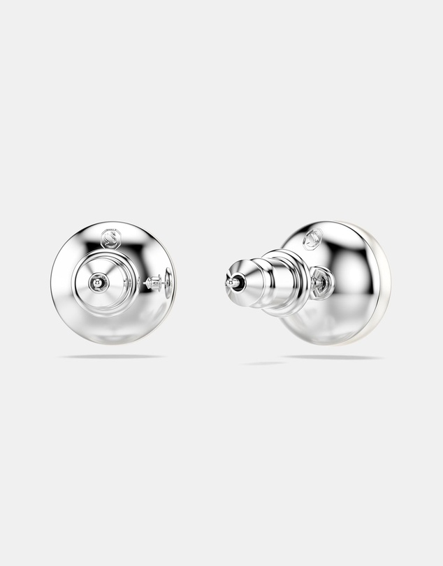 Swarovski - Matrix Stud Earrings, Crystal Pearl, White, Rhodium Plated