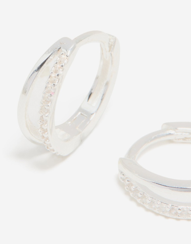 Lovisa - Sterling Silver Cubic Zirconia Double Hoop Earrings