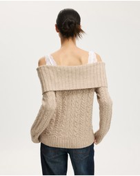 Cotton On - Fluffy Cable Off Shoulder Knit
