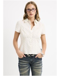 Insight - Zahra Short Sleeeve Bias Stripe Shirt
