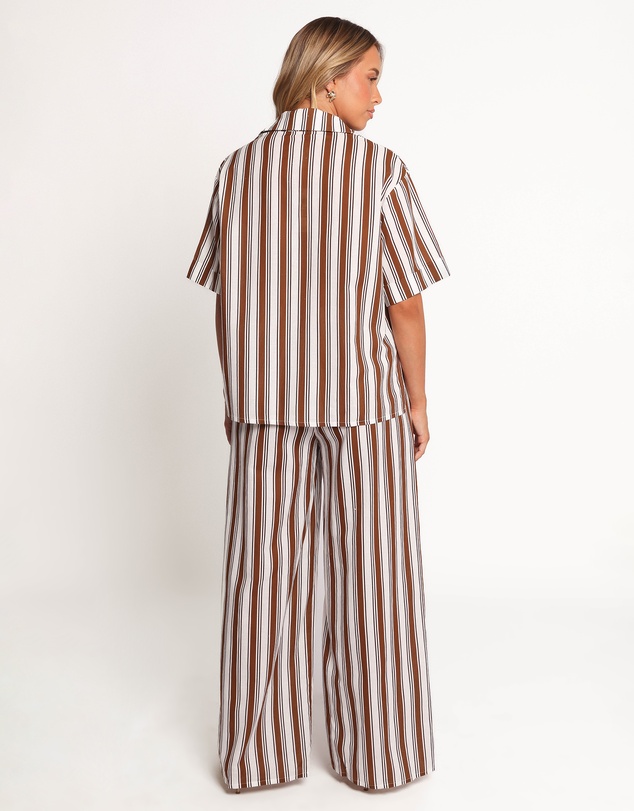 Petal & Pup - Thalia Wide Leg Pant - Chocolate Stripe