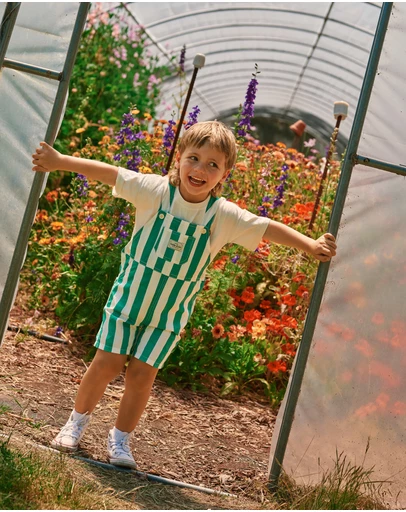 Goldie + Ace - Happy Stripe Button Burton Overall - Babies-Kids