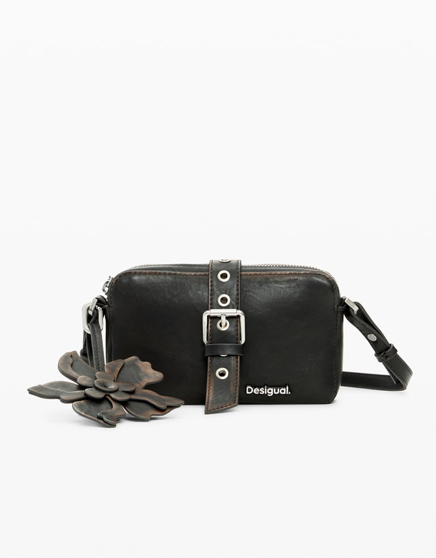 Desigual - Medium crossbody wallet with flower appliqués