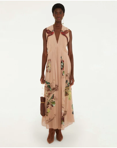 Farm Rio - Bird Poetry Hummingbird Sleeveless Maxi Dress