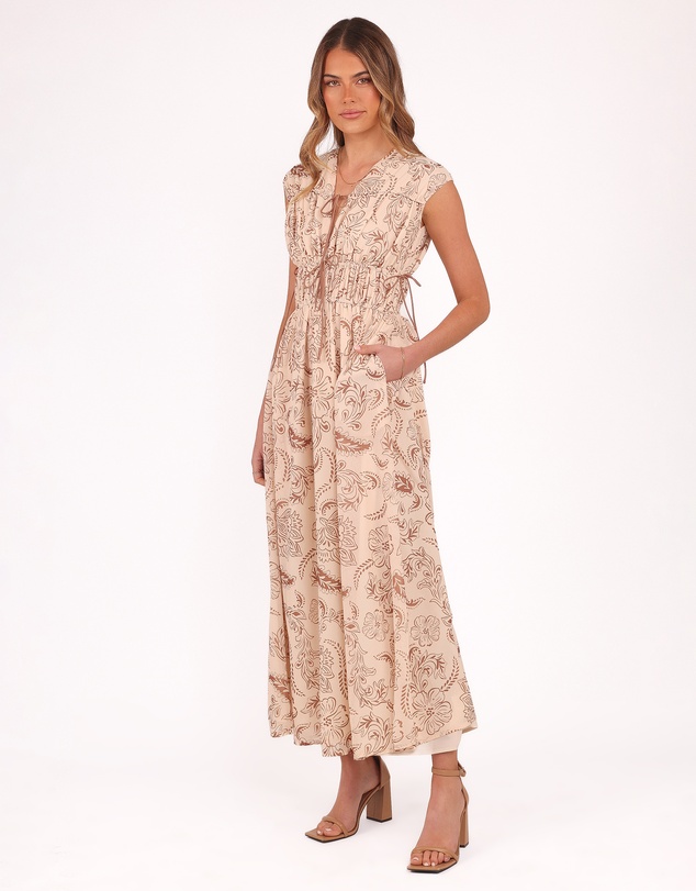 Petal & Pup - Safira Midi Dress - Brown Paisley
