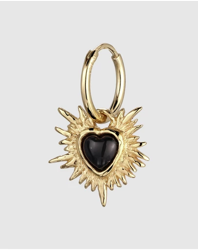Haze & Glory - ICONIC EXCLUSIVE - Flaming Heart Charm Earring in Gold-Plated 925 Silver
