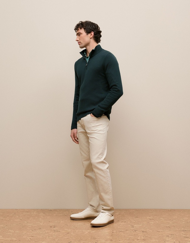 Trenery - Merino Half Zip in Pine Green