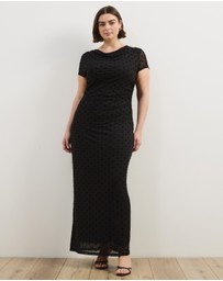 Atmos&Here Curvy - Sara Polkadot Mesh Midi Dress With Cap Sleeve
