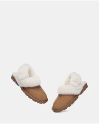 EVERAU - Australian Shepherd Ugg Waffle Fluffy Double Faced Sheepskin Upper House Shoes
