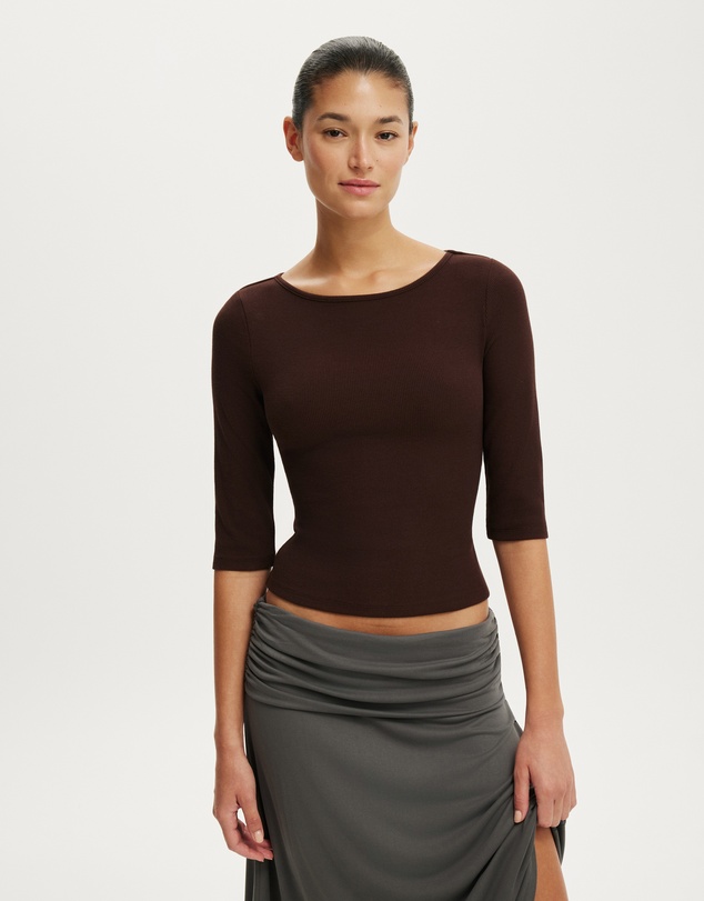 Cotton On - Boat Neck 3/4 Sleeve Top