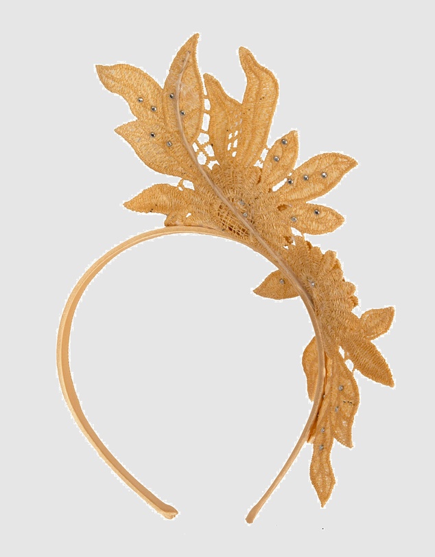 Max Alexander - Lace Crown Gold Headband Fascinator