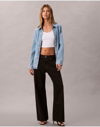 Calvin Klein Jeans - Linen Blend Denim Relaxed Button-Down Shirt