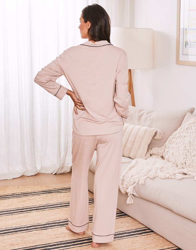 Angel Maternity - Maternity and Nursing Long Sleeve Pyjama Set in Dusty Pink