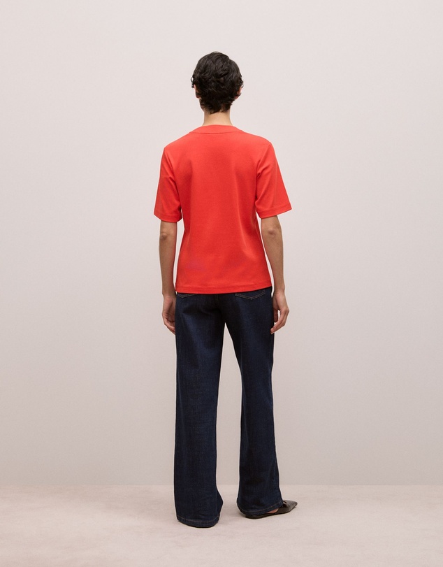 Trenery - Cotton Modal Interlock T-shirt in Spice Red