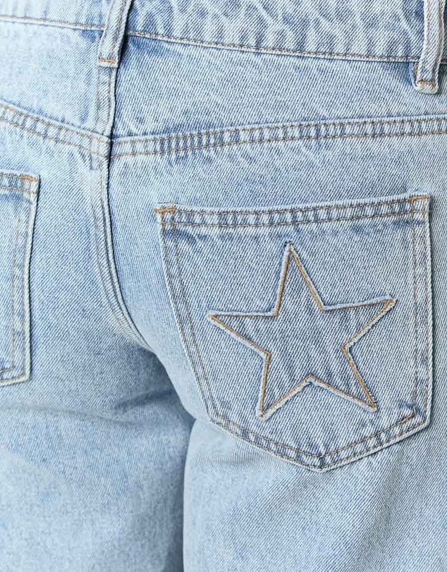 Beginning Boutique - Clara Star Light Wash Denim Low Rise Jeans