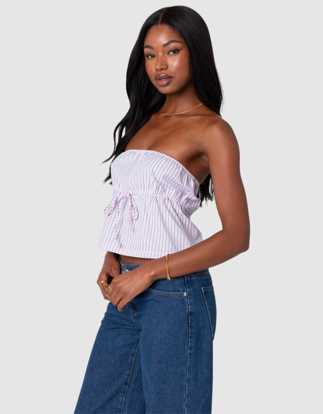 EDIKTED - Augusta Pinstripe Strapless Top