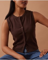 Ceres Life - Lyla Button Through Rib Tank