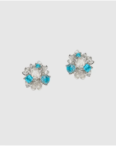 Karen Walker - Rock Garden Flower Ball Earrings with Topaz