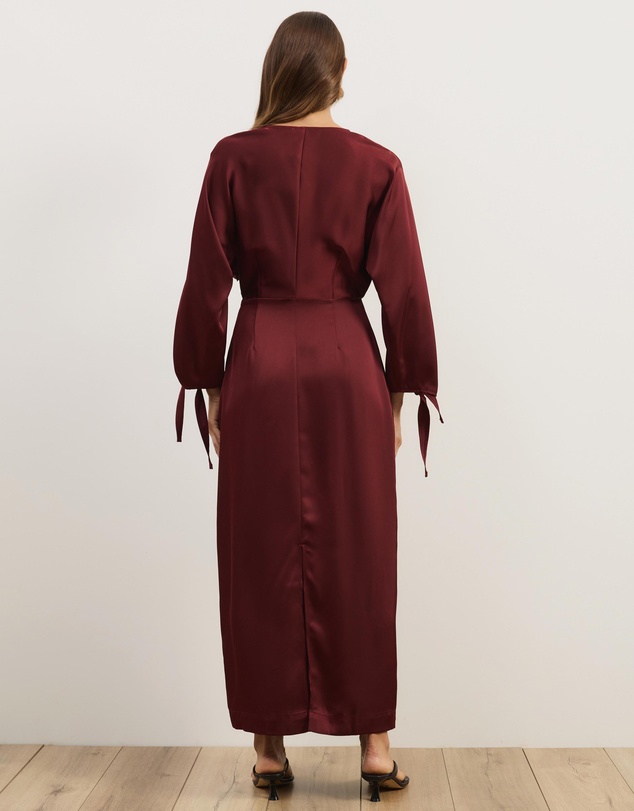 Atmos&Here - June Satin Split Sleeve Midi Dress