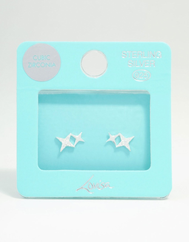 Lovisa - Sterling Silver Cubic Zirconia Double Star Stud Earrings