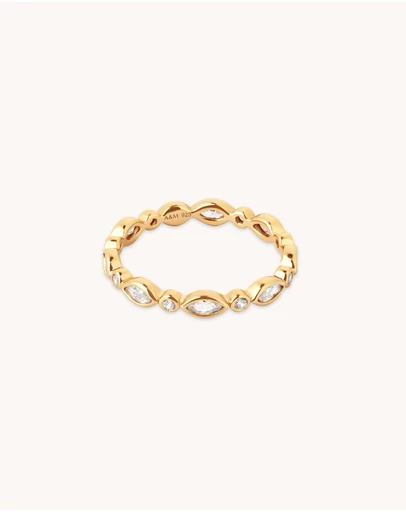Astrid & Miyu - Navette Crystal 18ct Gold Plated Band Ring
