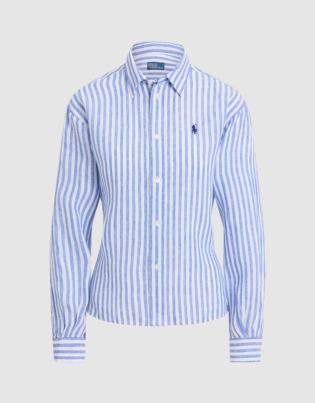 Polo Ralph Lauren - Wide Cropped Gingham Linen Shirt - The ICONIC Exclusive