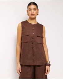 AERE - Patch Pocket Relaxed Linen Tank