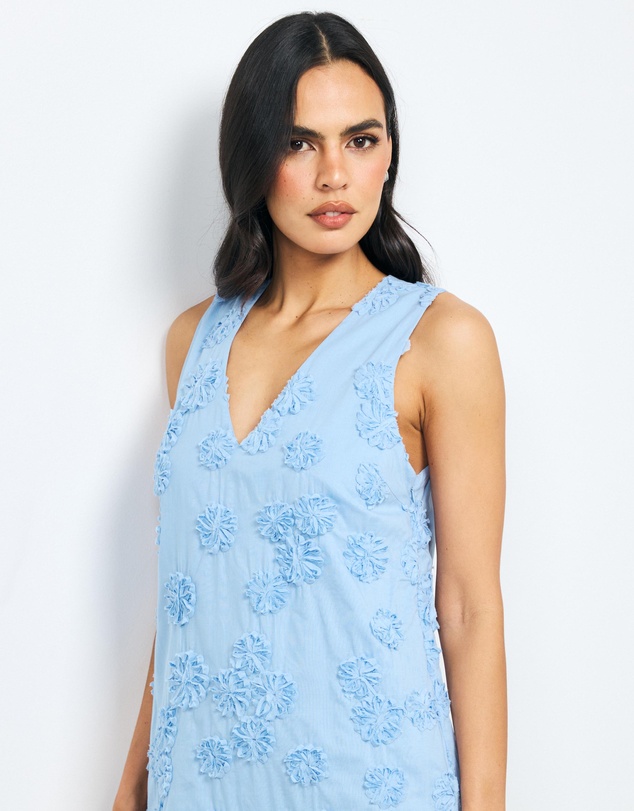 AERE - Nahla Floral Applique Mini Dress