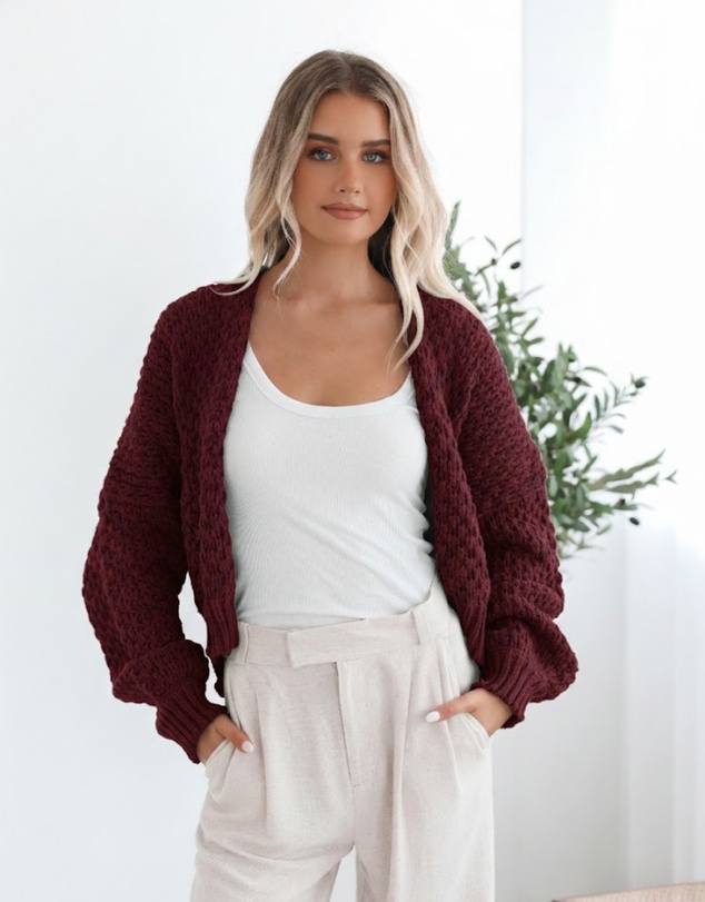 Esther & Co - Dorine Cardigan - Wine