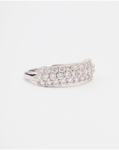Lovisa - Silver Slim Cubic Zirconia Band Ring