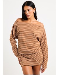 Insight - Dara Stripe Off Shoulder Mini Dress